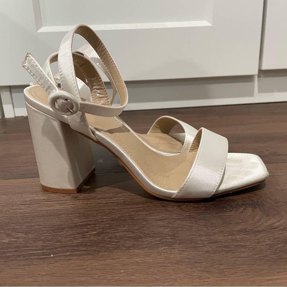 ASOS white satin heels